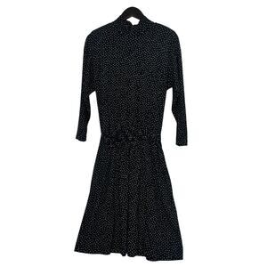 Vintage 90s Forenza T Shirt Dress Womens M Black White Mock Neck Pockets